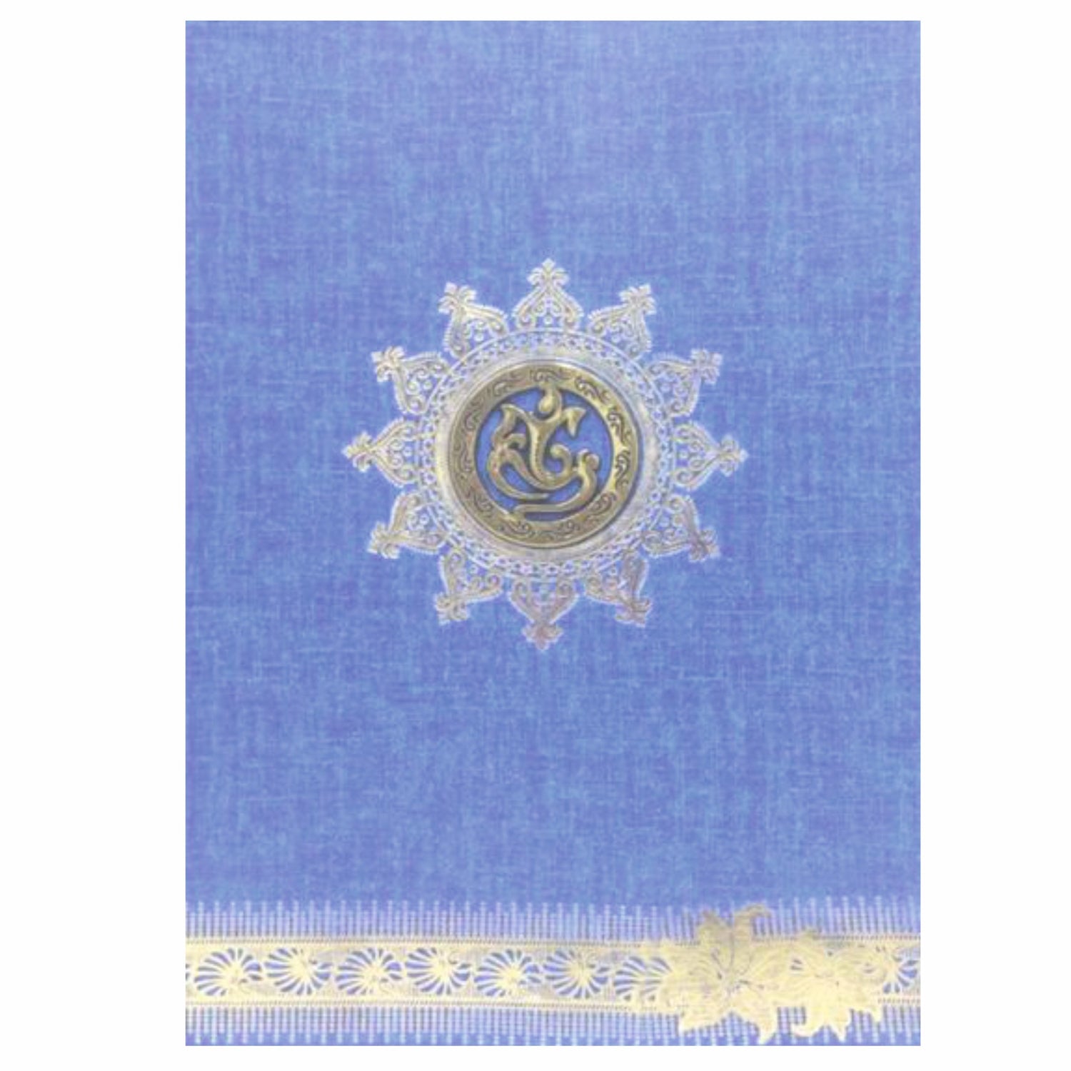 Well Groomed Blue Shading With Gold Ganesha Wedding Card-KNCA209B