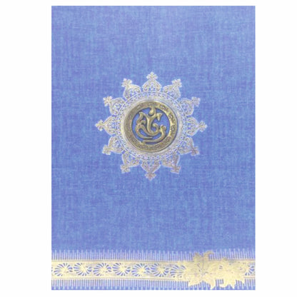 Well Groomed Blue Shading With Gold Ganesha Wedding Card-KNCA209B