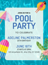 Tropical Teal Pool Party Invitation-AAPPI030