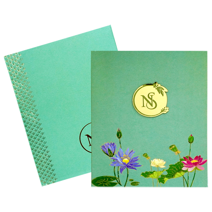 Green Floral Padded Wedding Card-King of Cards