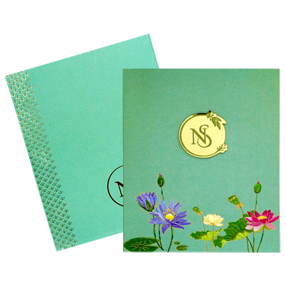 Green Floral Padded Wedding Card-King of Cards