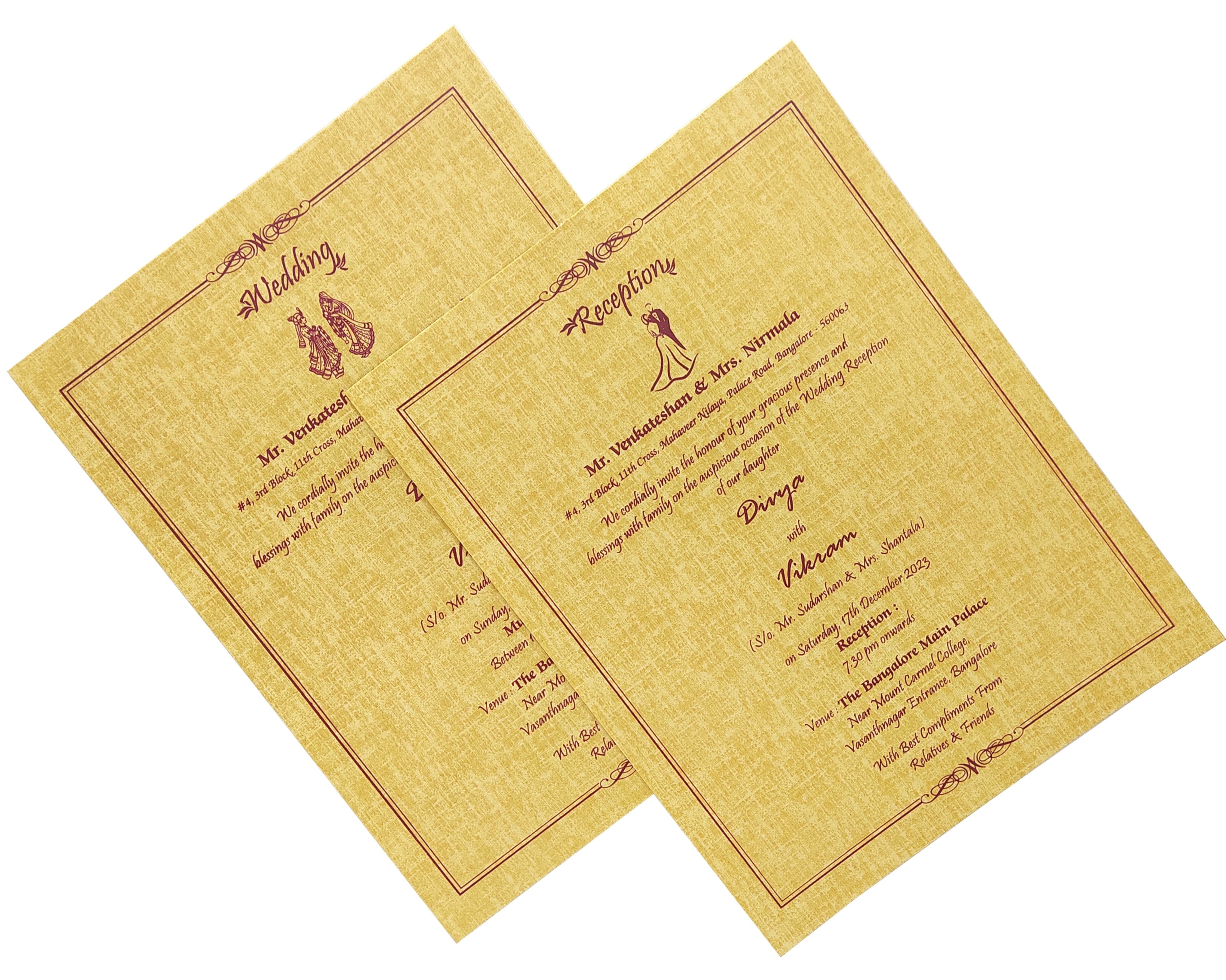 Brown Gold Padded Hindu Wedding Card With Baraat Image-KNPP8509N