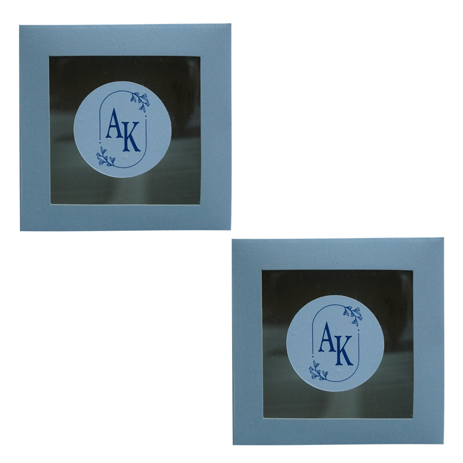 Blue Grey Fabric Sweet Box Invitation-KRC30820