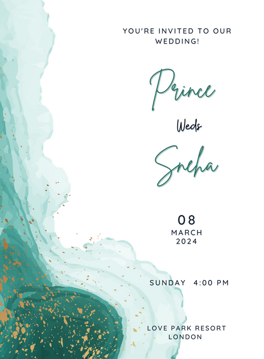 Turquoise White Premium Wedding Invitation-AAPWI010