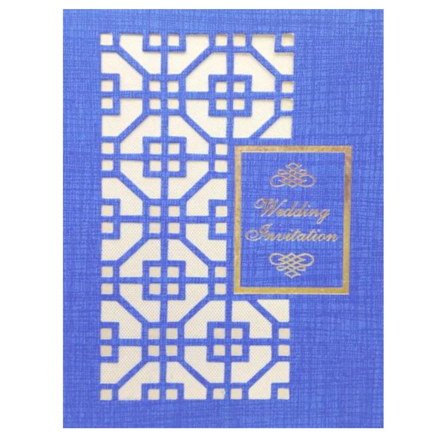 Blue Traditional Die Cut Wedding Invitation-KNCM19BI
