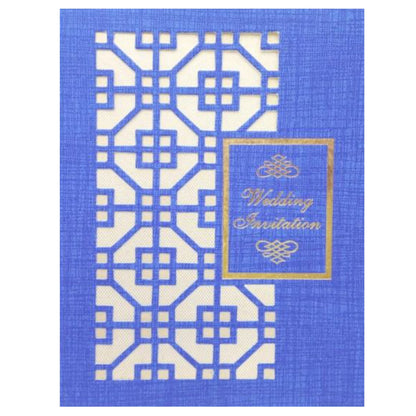 Blue Traditional Die Cut Wedding Invitation-KNCM19BI