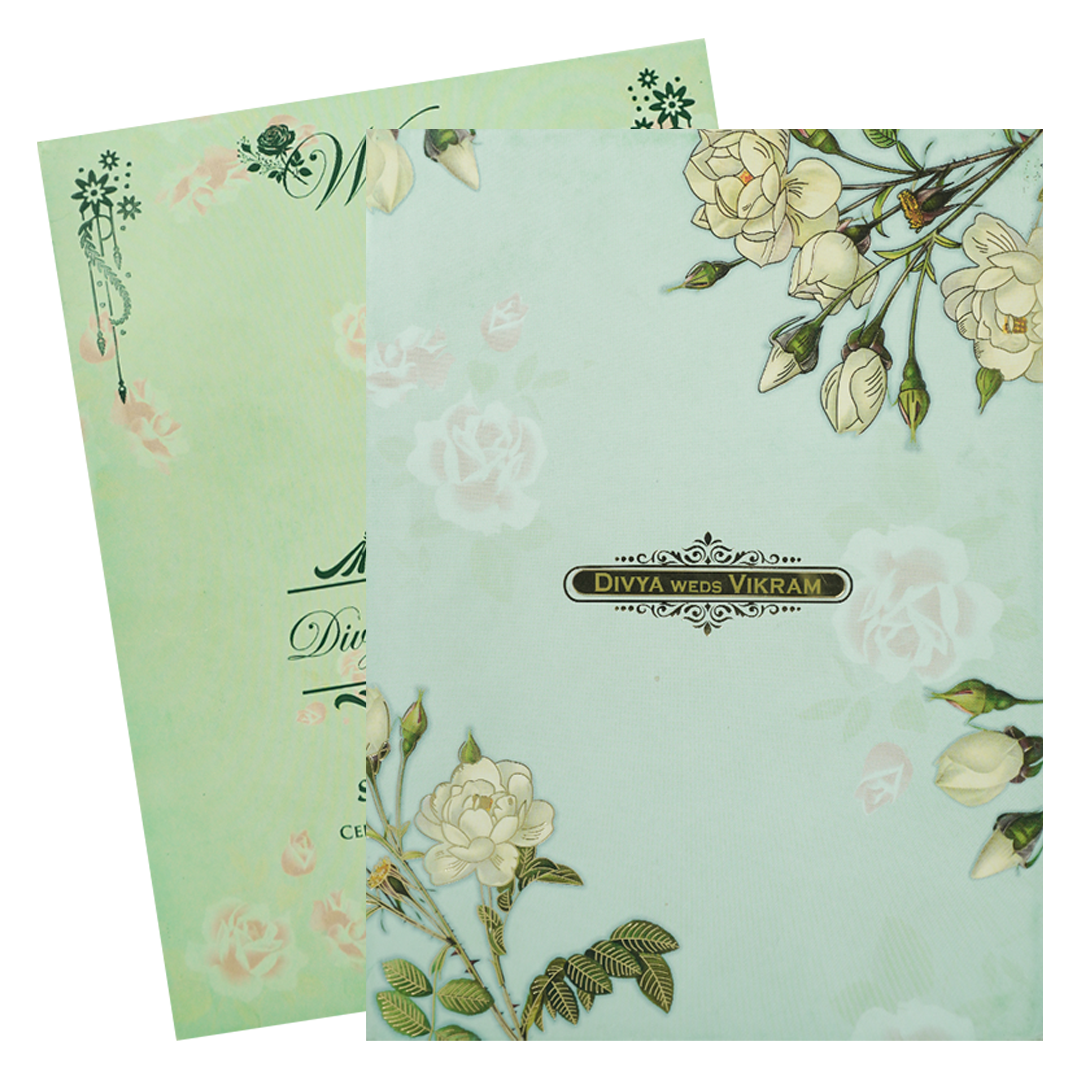 Green Yellow Floral Wedding Card-KNPS8604G