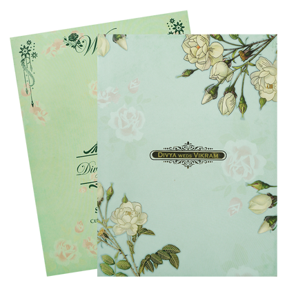 Green Yellow Floral Wedding Card-KNPS8604G