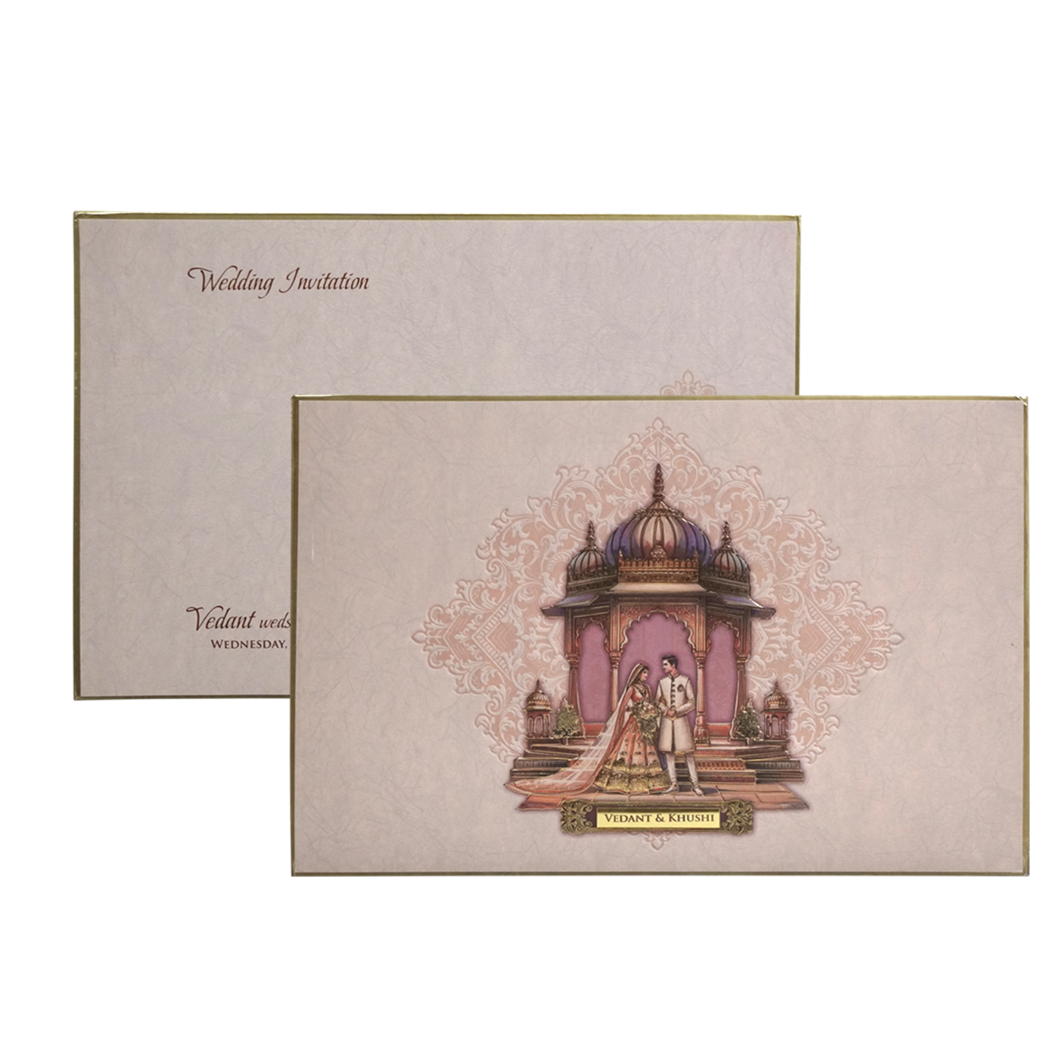 Dusty Pink Premium Embossed Marriage Card-KPR24270