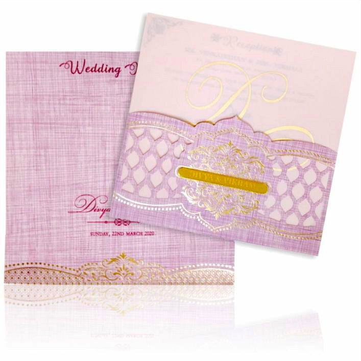 Purple Premium Floral Panache Designer Card With Name Plate-KNP7001P