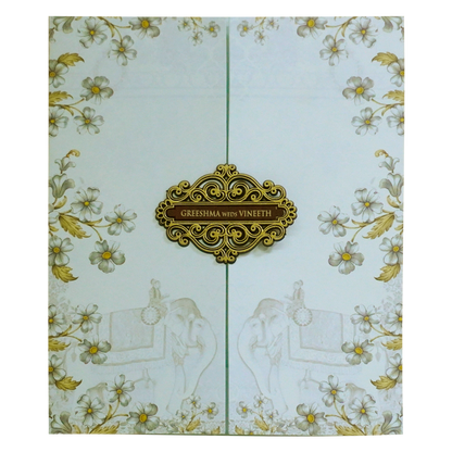 Light Blue Floral Wedding Card-KVN06950