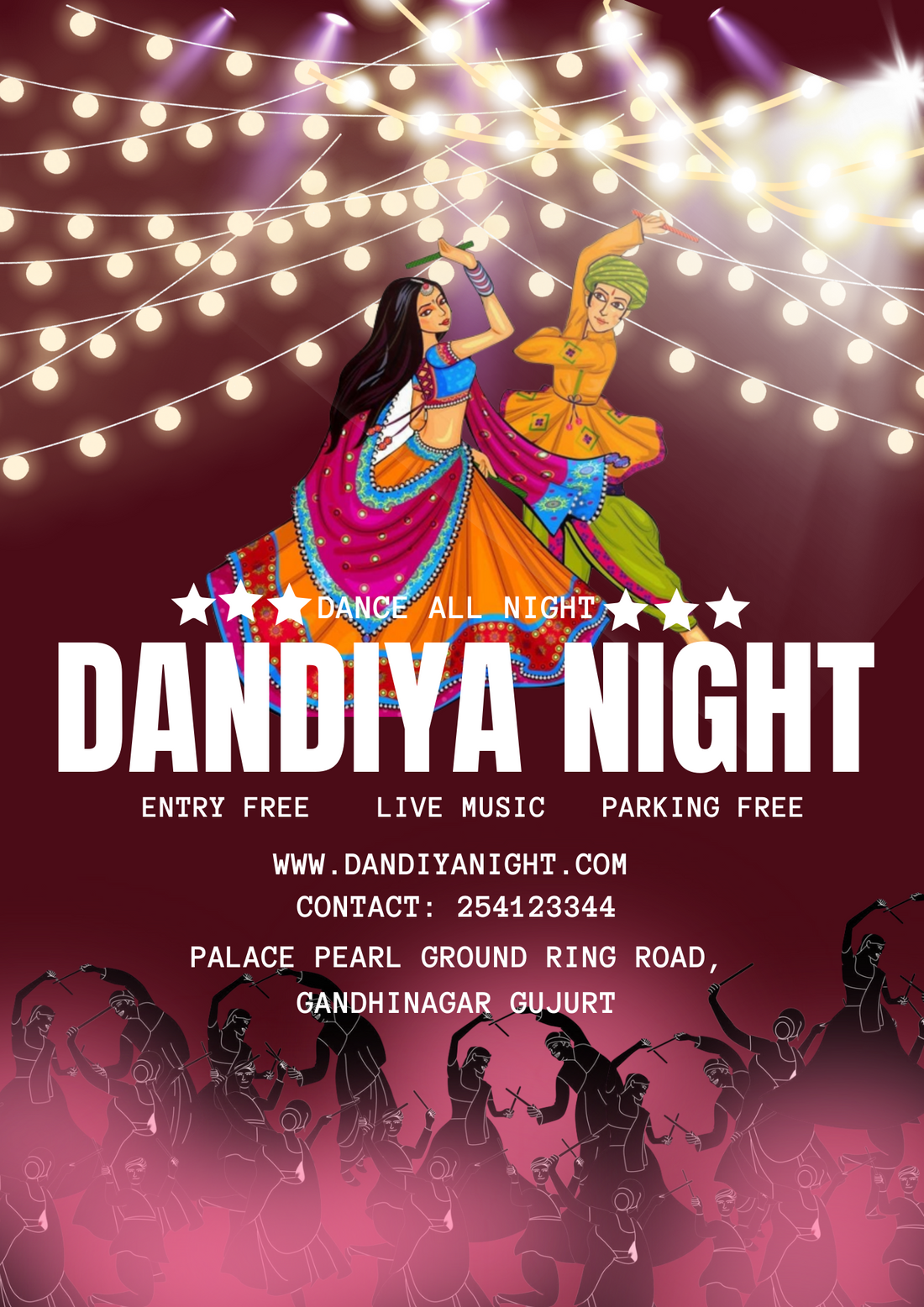 Purple Vibrant Dandiya Night Invitation-King of Cards