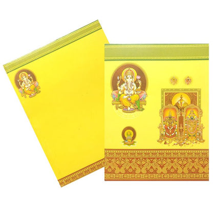 Yellow Traditional Offset Ganesha Balaji And Padmavathi Invitation-KNK4202-King of Cards