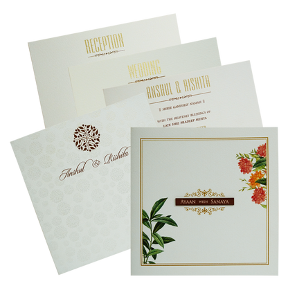 Carnation Pink Floral Padded Wedding Card-King of Cards