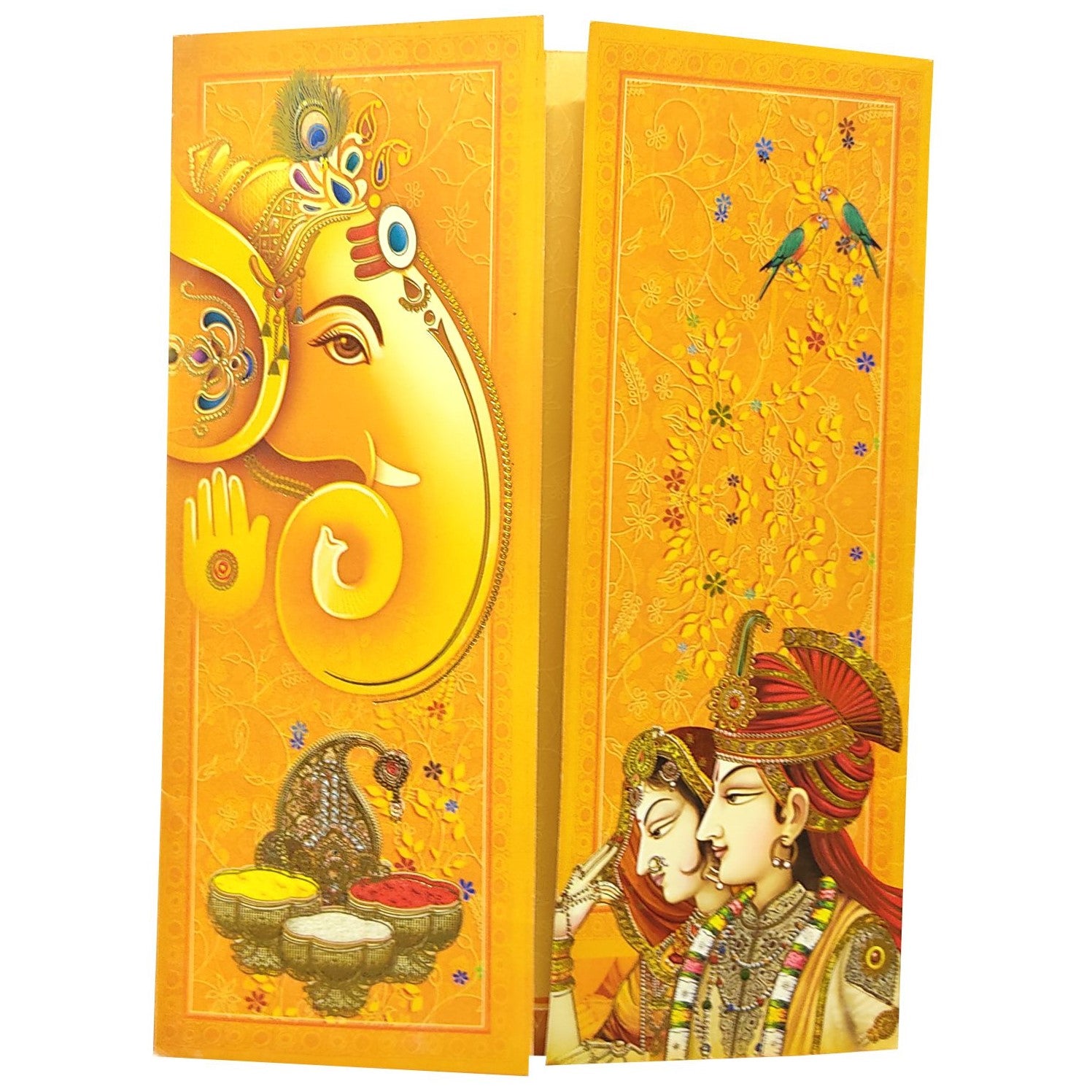 Designer Ganesha Orange Door Type Invitation Card