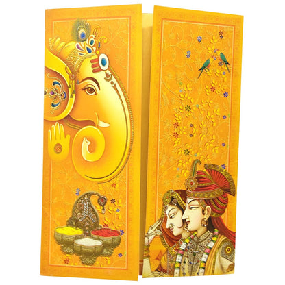 Designer Ganesha Orange Door Type Invitation Card