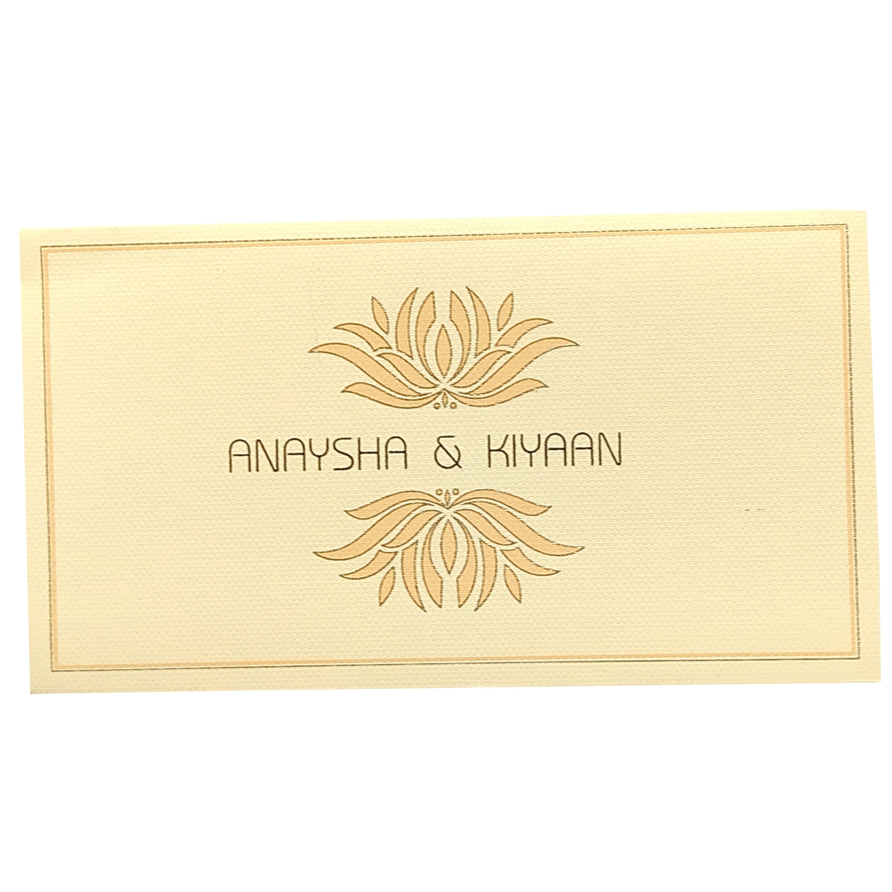 Cream Floral Padded Invitation Card-KRC29152