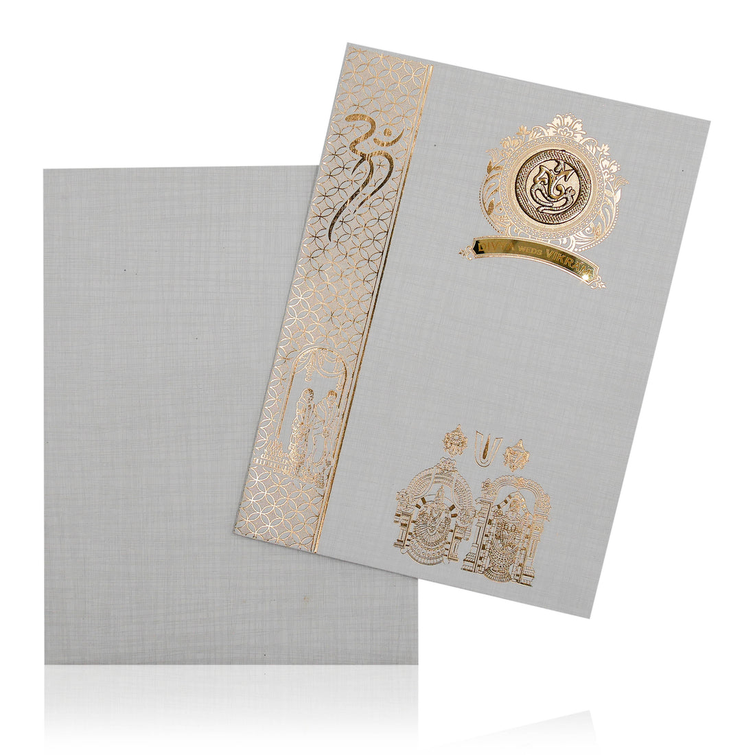 Grey Metallic Invitation Card-KNK1009GP