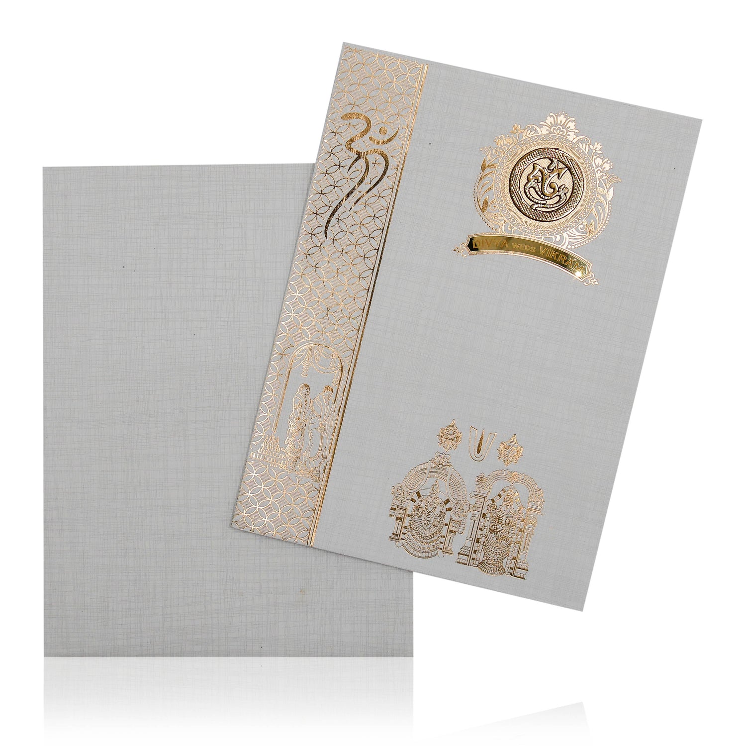 Grey Metallic Invitation Card-KNK1009GP