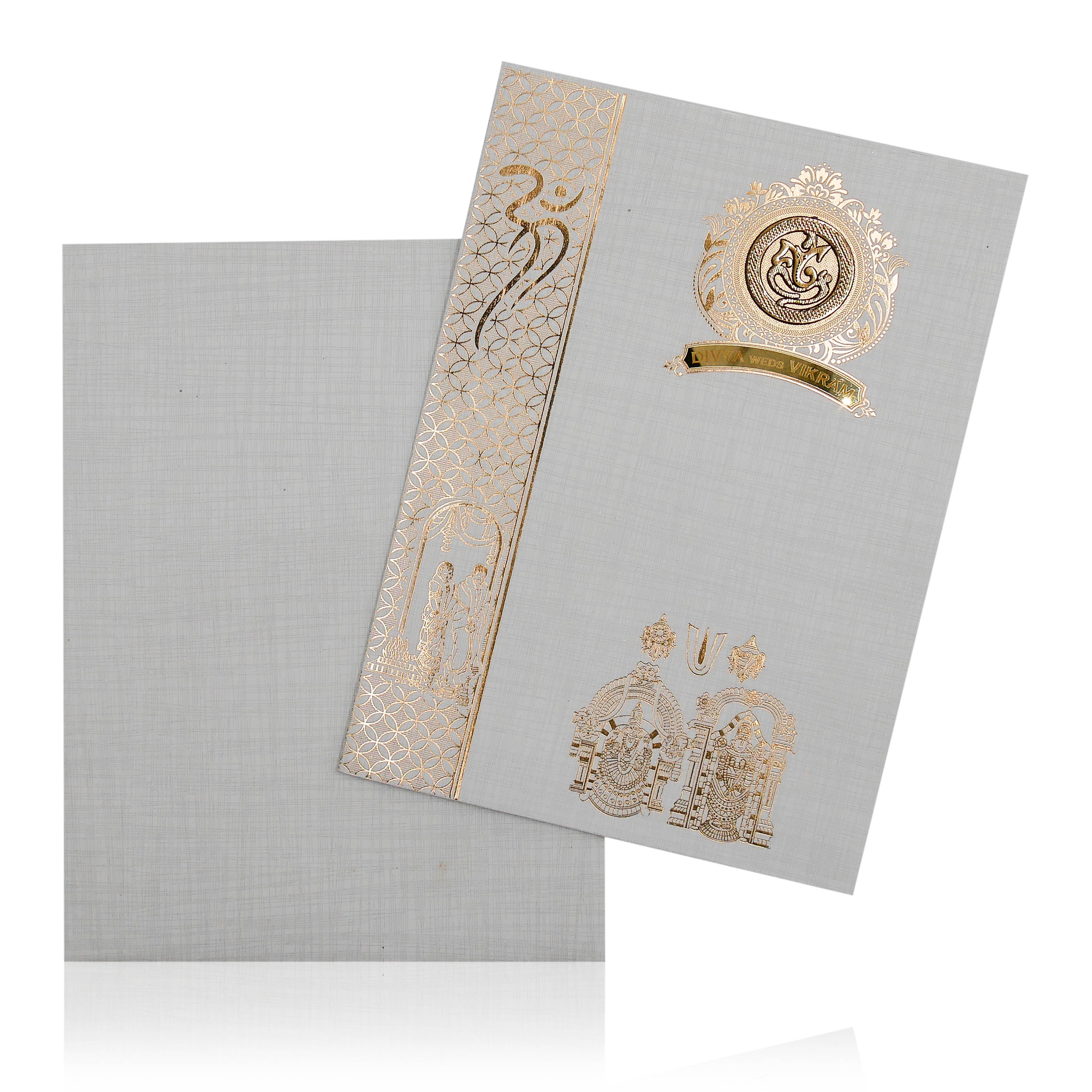 Grey Metallic Invitation Card-KNK1009GP
