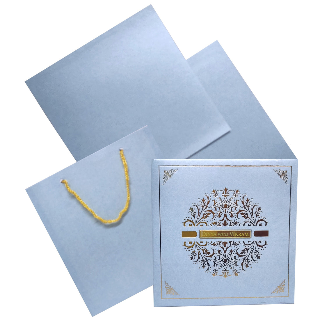 King of cards - Shop Luxury Invitation Cards online. Youtube video available. Order Blue Gold Foiling Design Box Invitation Card online / call us at +91 8073526747.