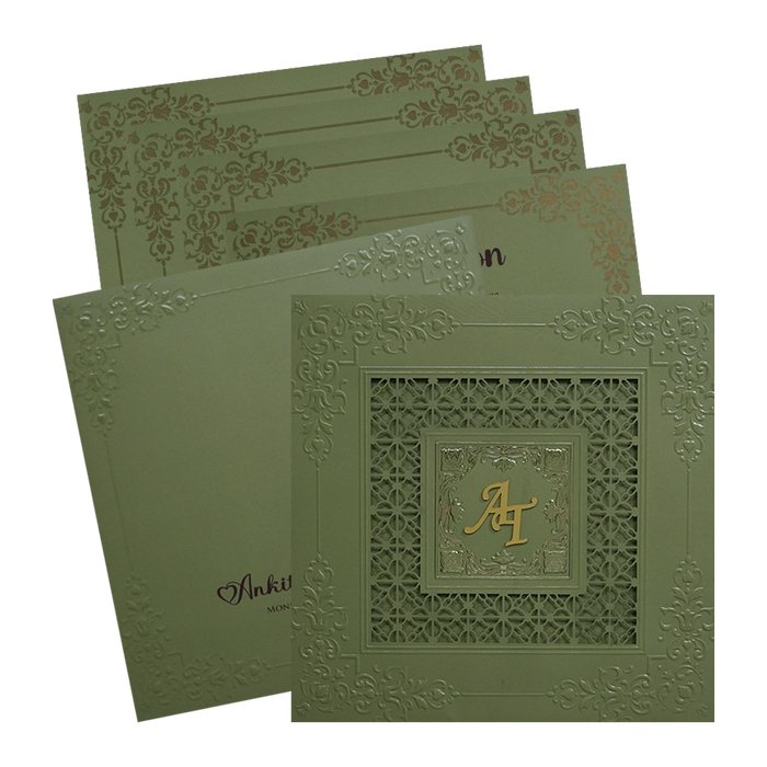 Olive Green MDF Marriage Card-King of Cards