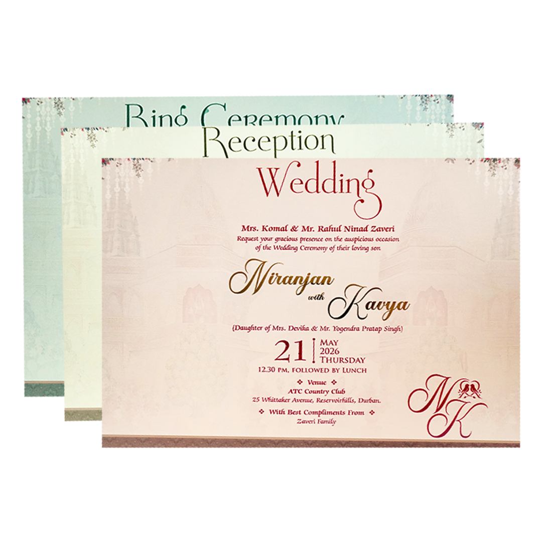 Palace Elephant Padded Wedding Card-KSH72200