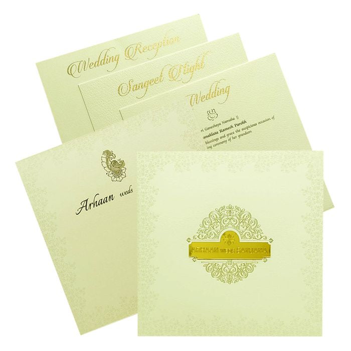 White Padded Nameplate Invitation Card-KRC29072