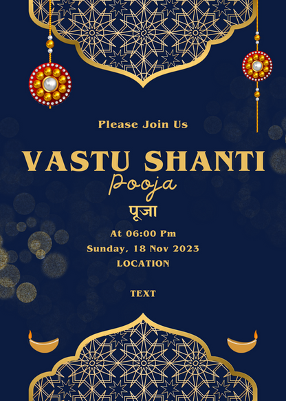 Blue Fine Design Vaastu Shanti Invitation-AAVSI003