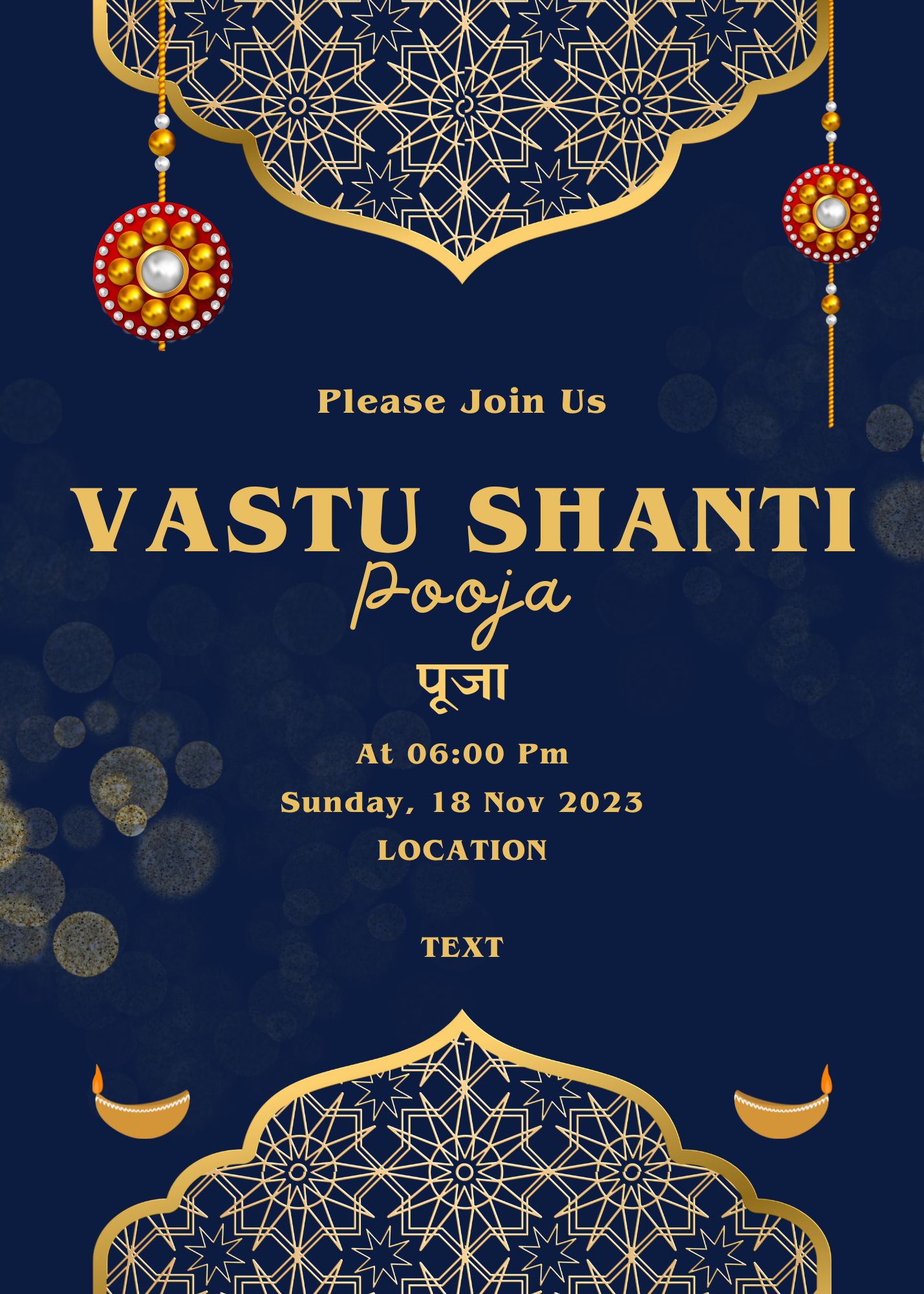 Blue Fine Design Vaastu Shanti Invitation-AAVSI003