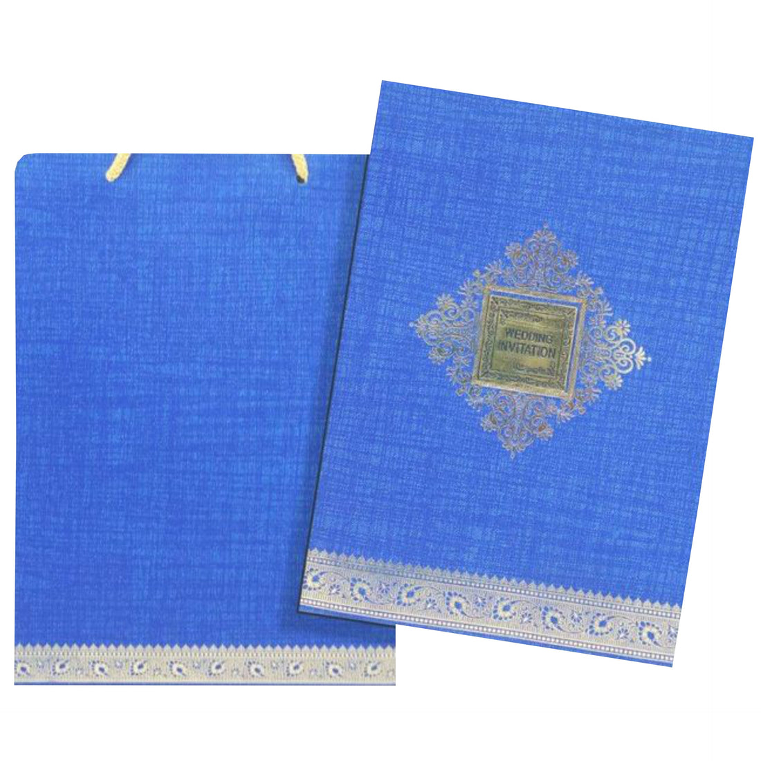 Enchanting Blue Shading With Gold Foiling Bag Type Wedding Card-KNCA201B