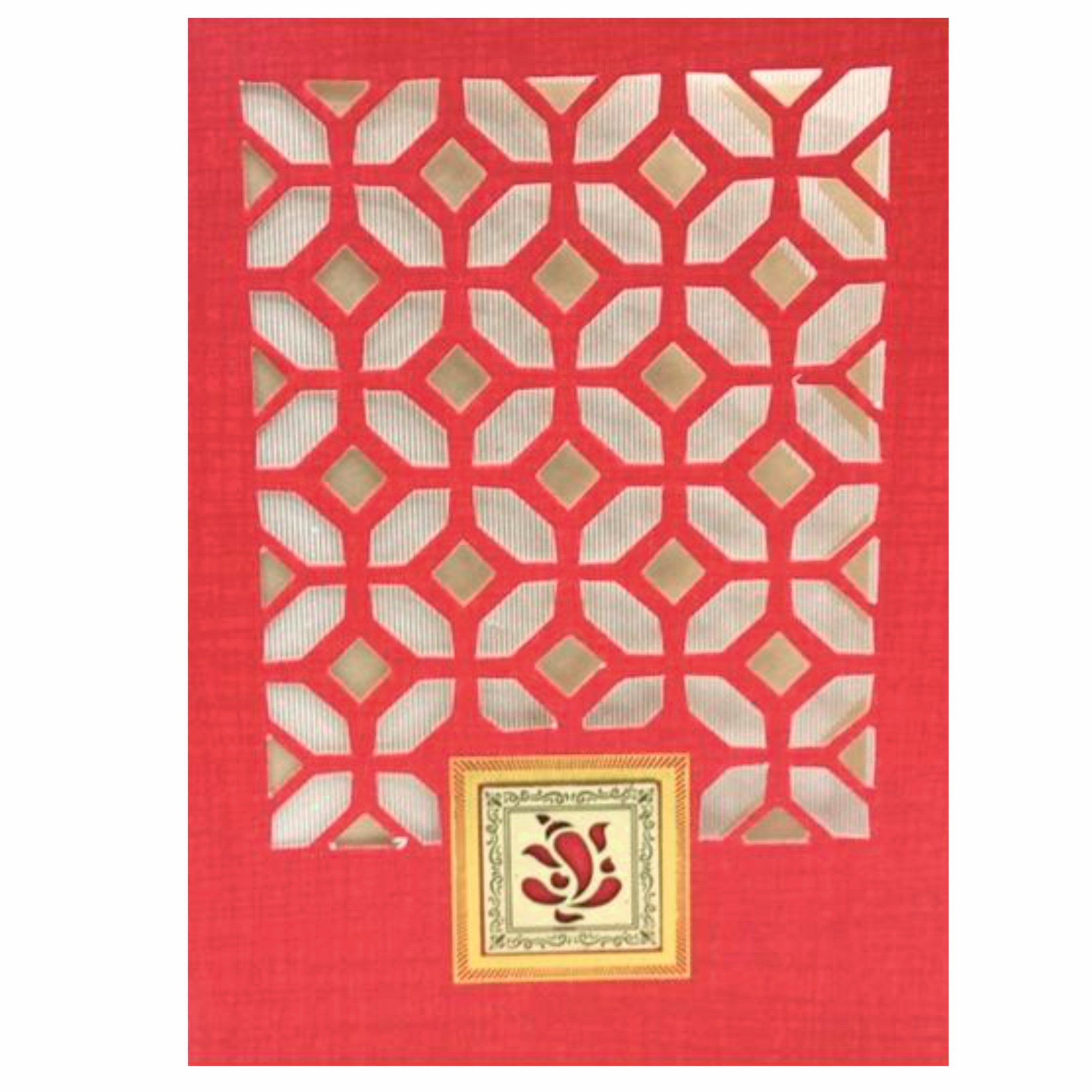 Red Die Cut Square Ganesha Card