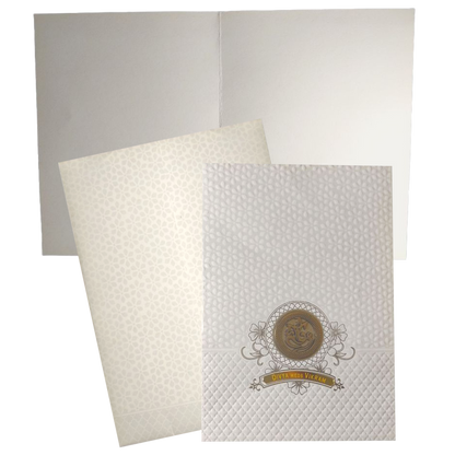 White Embossed Design Nameplate Invitation Card - KNCG1560