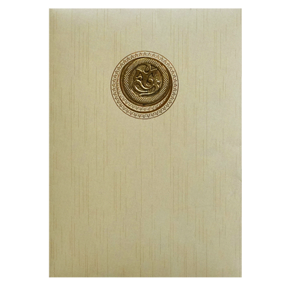 Beige Shiny Ganesha Wedding Card-KNKR039C