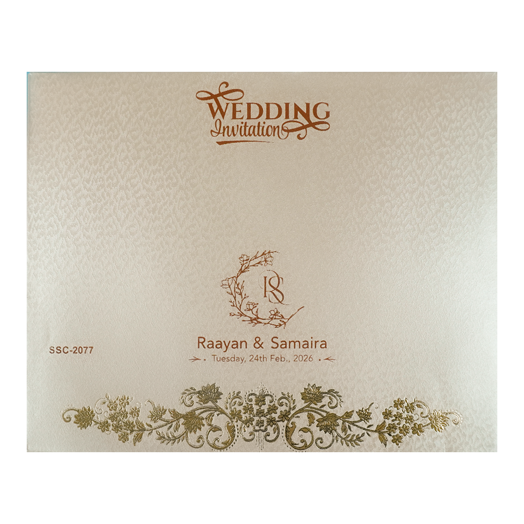 Gold Floral Ornate Padded Wedding Card-KSSC2077