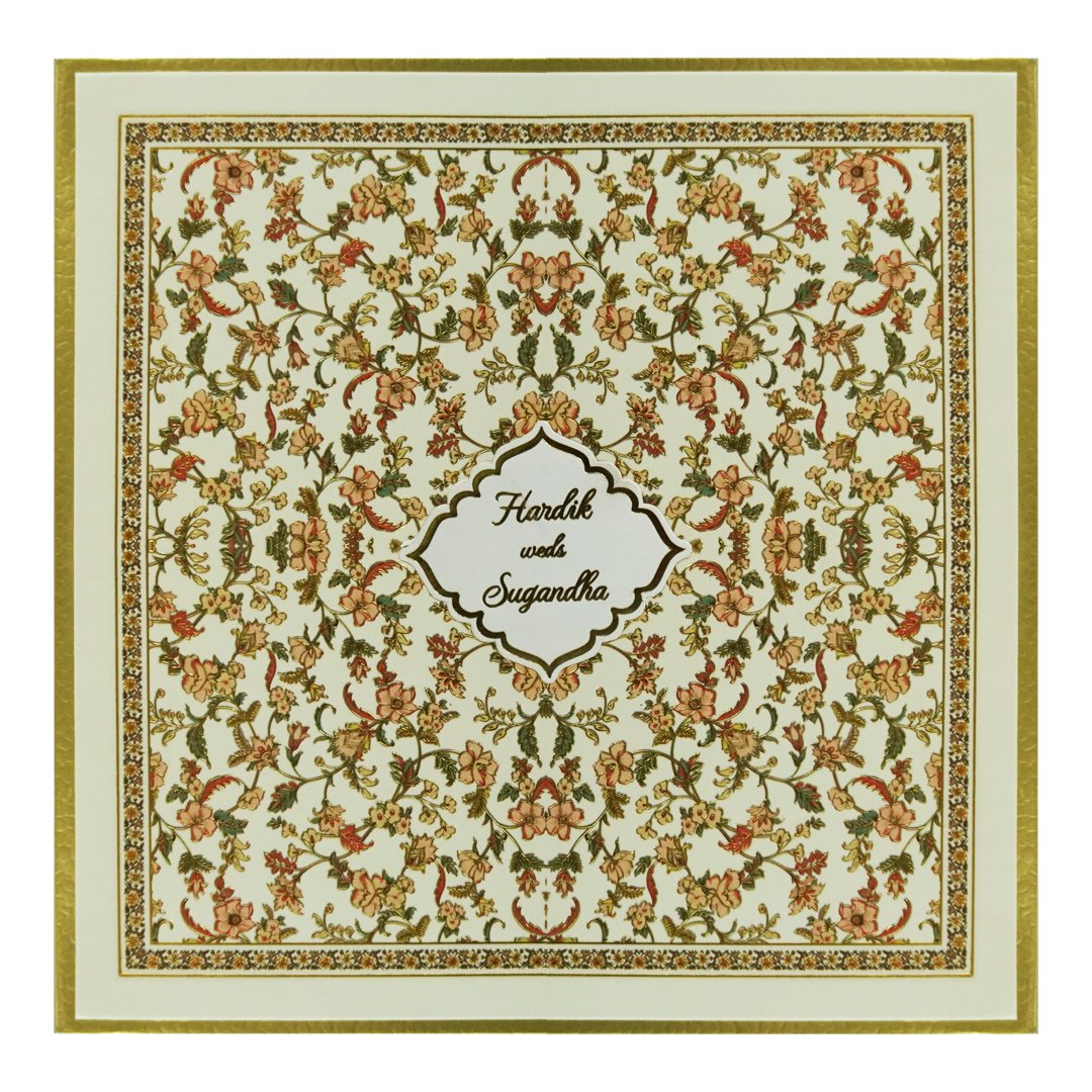 Lime Yellow Floral Padded Wedding Invitation-Kac05590