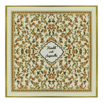 Lime Yellow Floral Padded Wedding Invitation-Kac05590