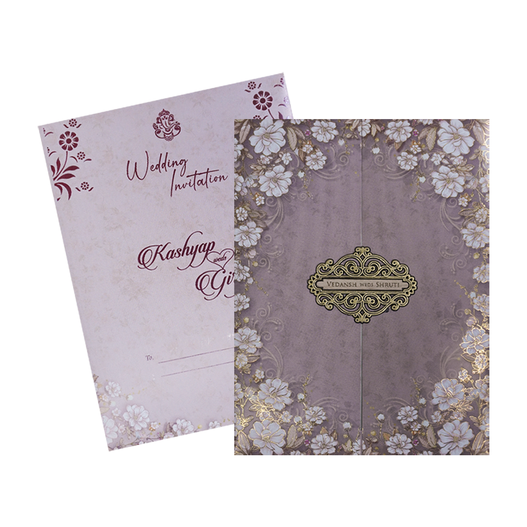 Lavender Floral Wedding Card-KSH73170