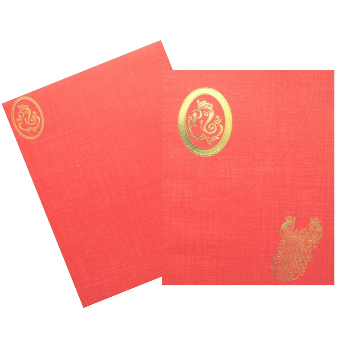 Royal Blue Ganesha With Peacock Wedding Card-KNK50051