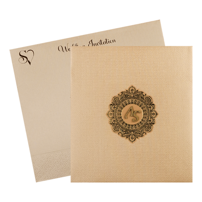 Peach Monogram Padded Wedding Card-KSI64440