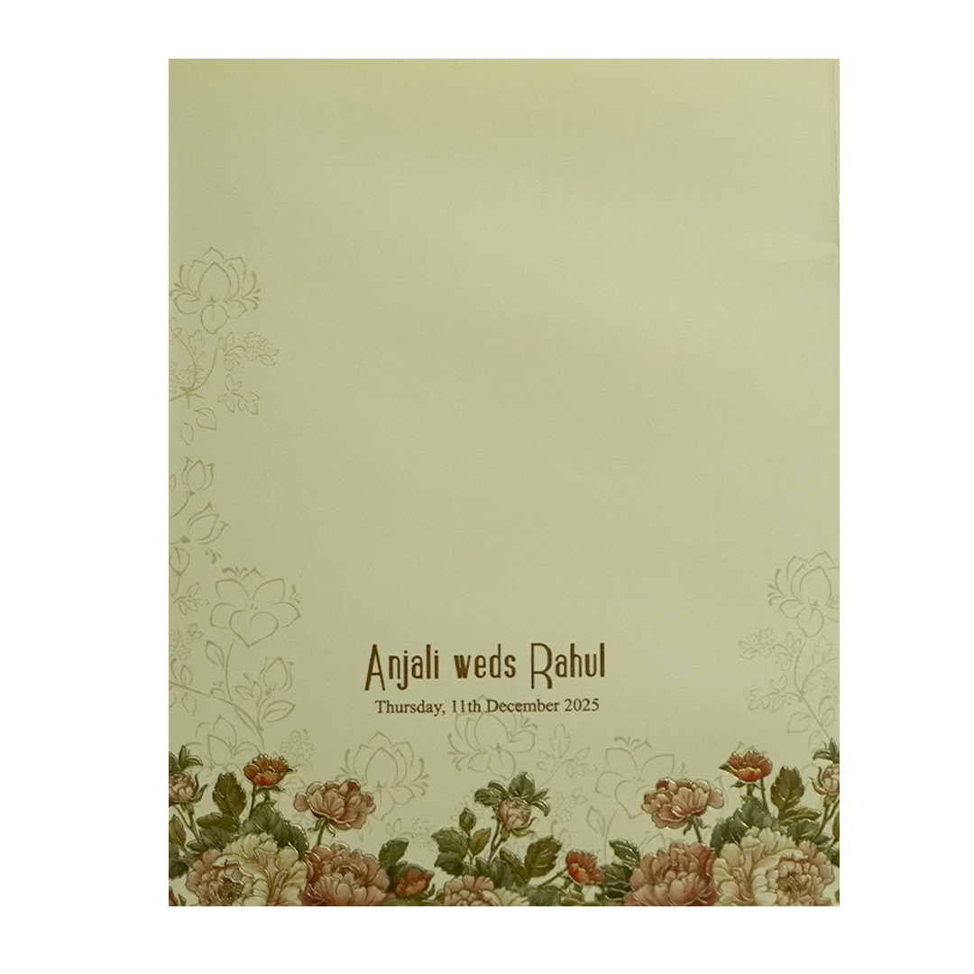 Light Ivory Floral Wedding Card-KPR09700