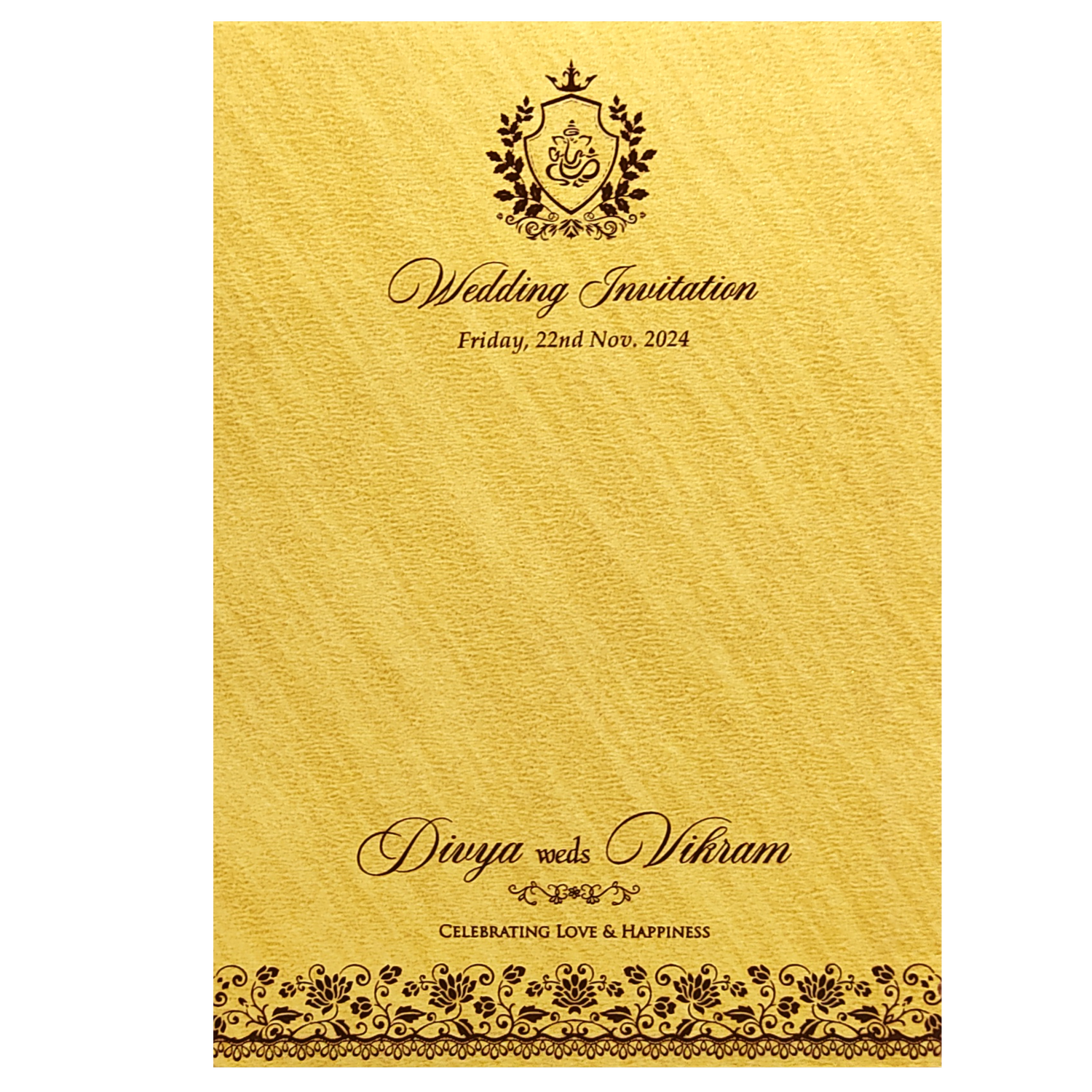 Gold Liner Single Sheet Invitation Card-KNKT552G