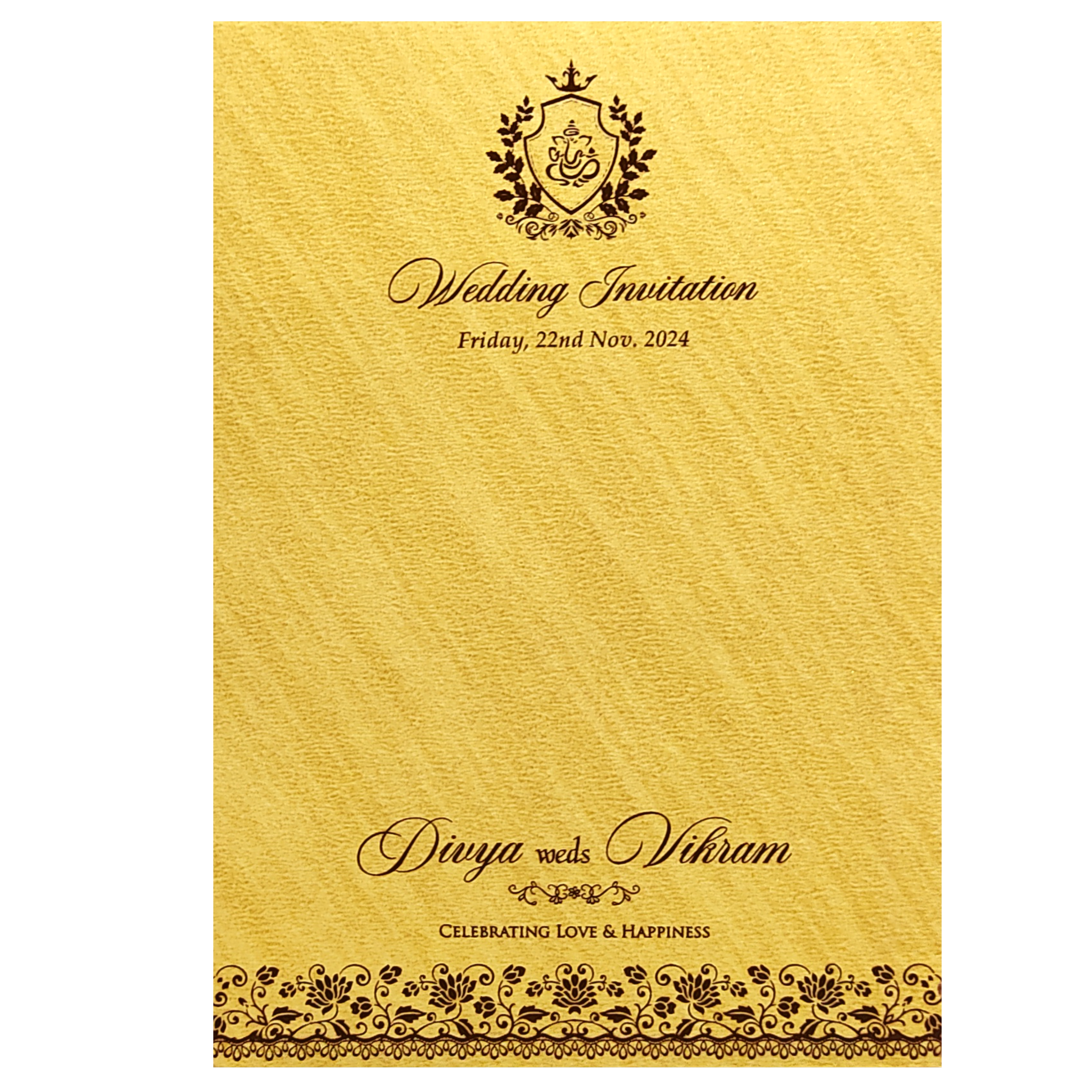Gold Liner Single Sheet Invitation Card-KNKT552G