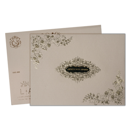 Check out Grey Floral Padded Wedding Card at best price.✅WhatsApp Support ✅Express Delivery.|King of cards.