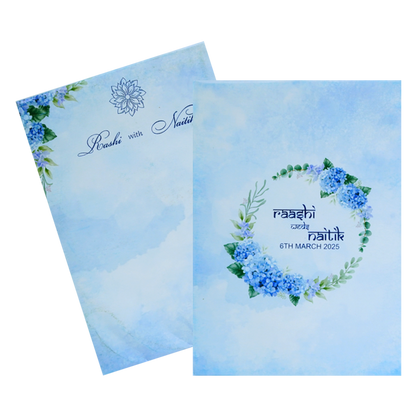 Blue Floral Padded Invitation Card-King of Cards