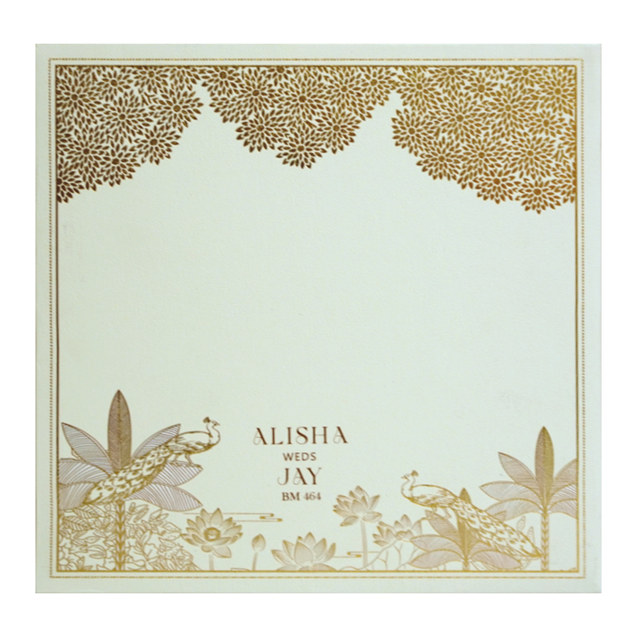 Cream Gold Foiled Wedding Card Design-King of Cards