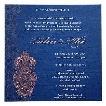 Dark Blue Single Sheet Invitation Card-King of Cards