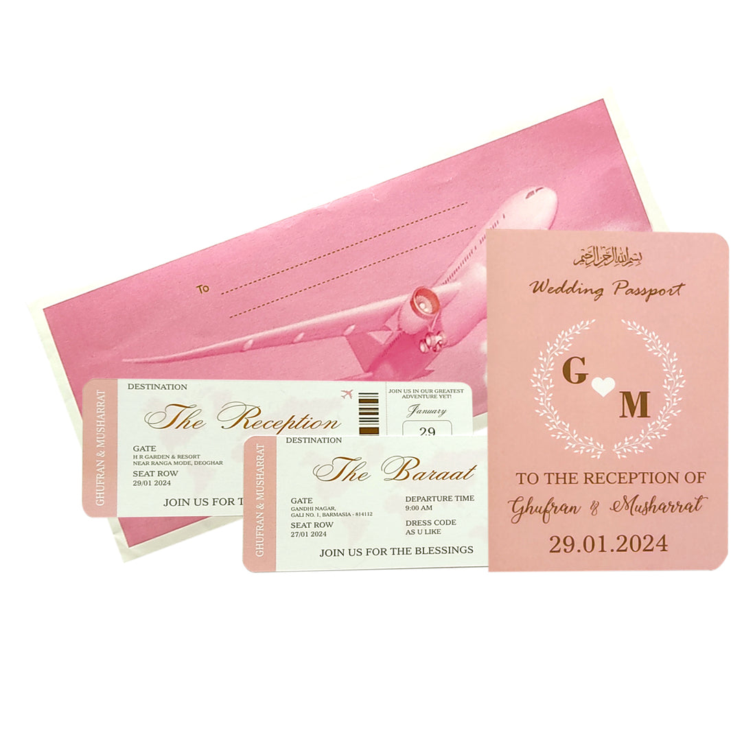 Pink Passport Invitation Card-KRK0011