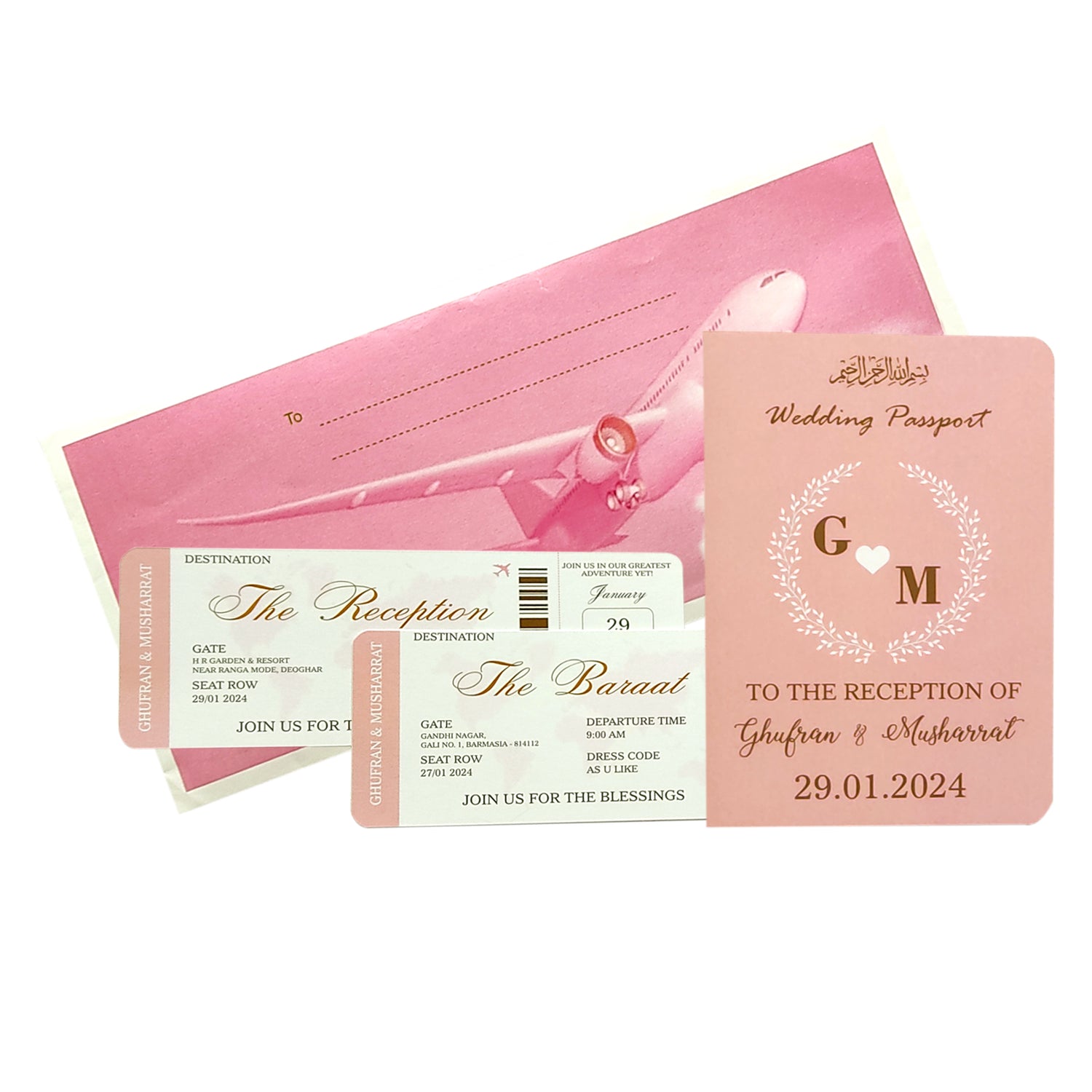 Pink Passport Invitation Card-KRK0011