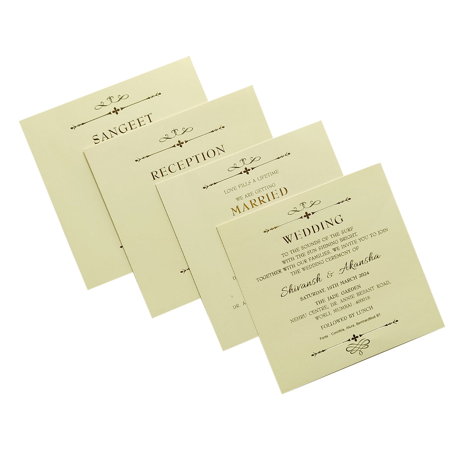 Beige Laser Cut Invitation Card-KRC29482